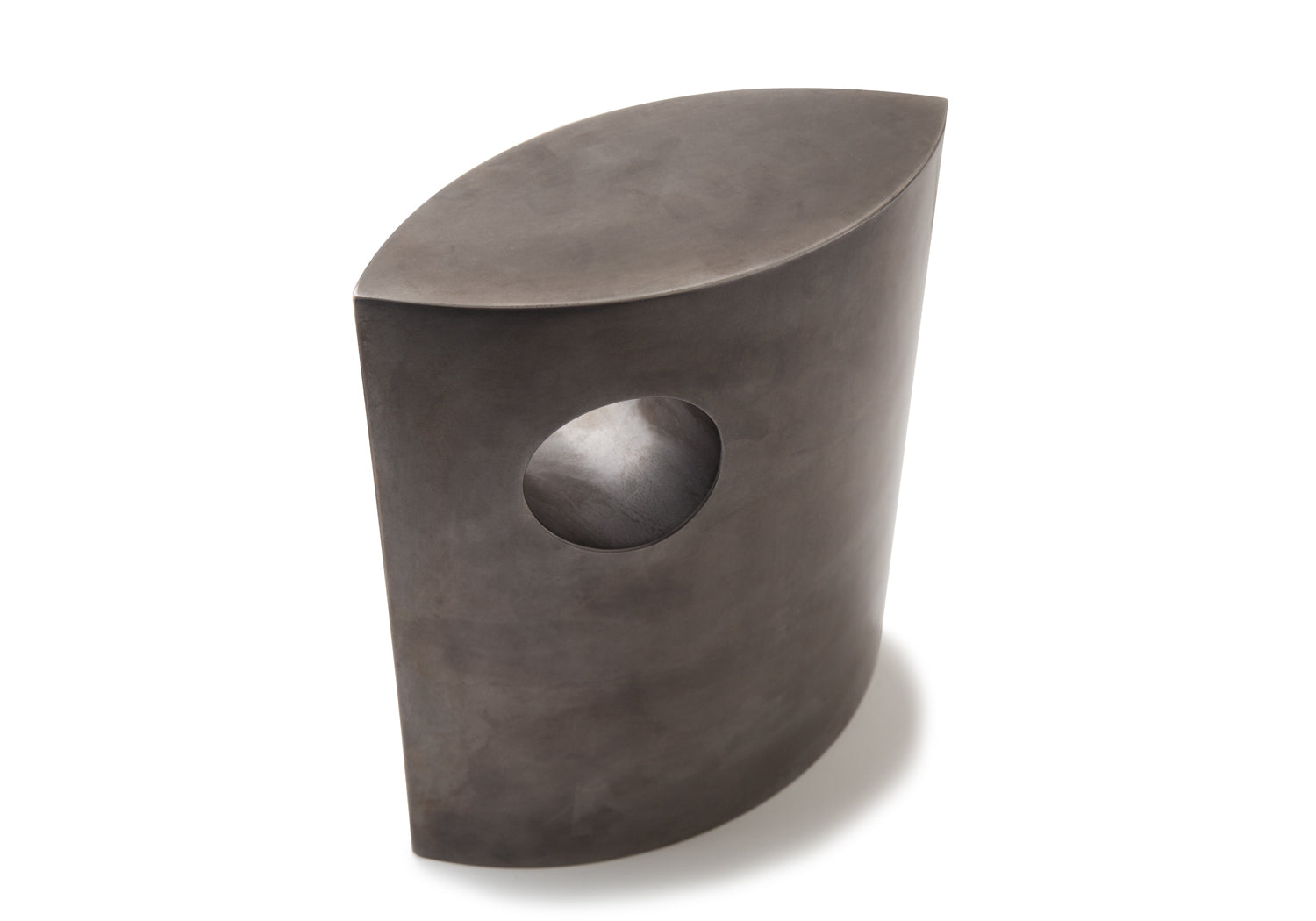 Picture of a beautiful stainless steel cremation urn on sale at Muses Design Urns. Top view.